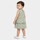 Infants' Green Tiered Floral Printed Frock, हल्का हरा, small