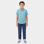 Boys Light Blue Floral Regular Fit Casual Shirt, Light Blue, small
