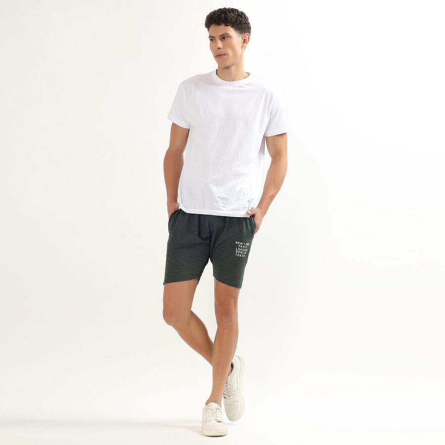 Men's Light Blue Regular Fit Placement Printed Bermuda Shorts, Olive, large image number null