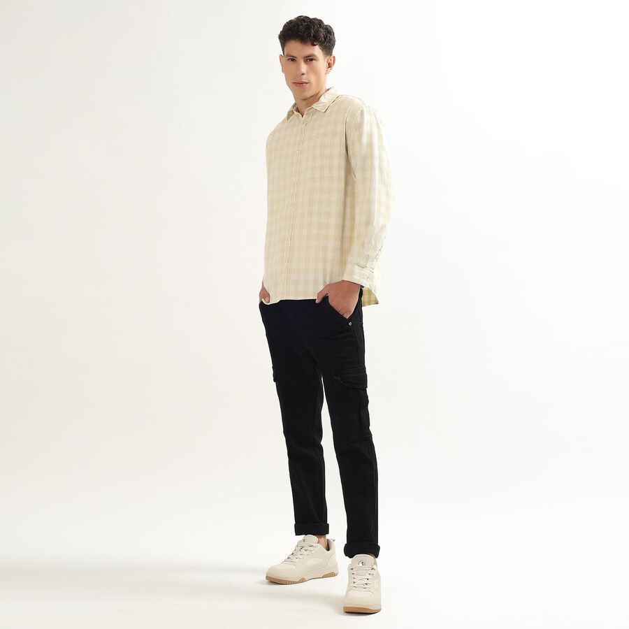 Men's Light Green Cotton Regular Collar Casual Shirt, Light Green, large image number null