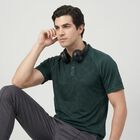 Men's Green Polo Neck Regular T-Shirt, Dark Green, small