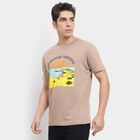 Men's 100% Cotton Round Neck Half Sleeves T-Shirt , Beige, small