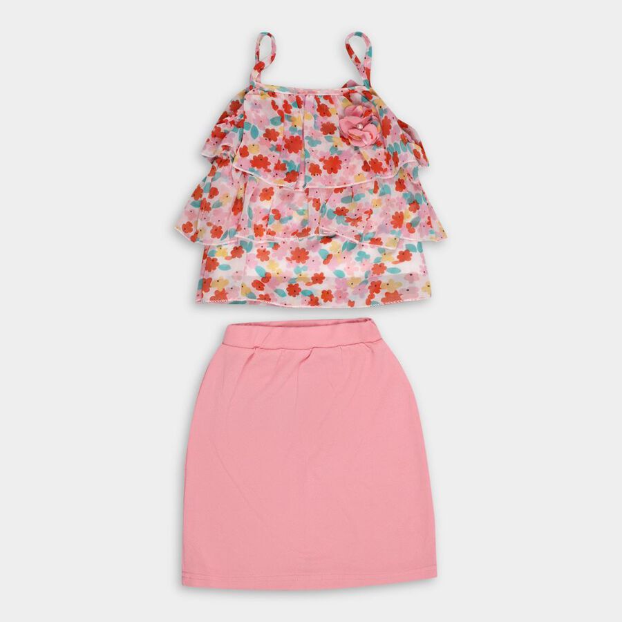 Girls' Top Skirt, हल्का गुलाबी, large image number null