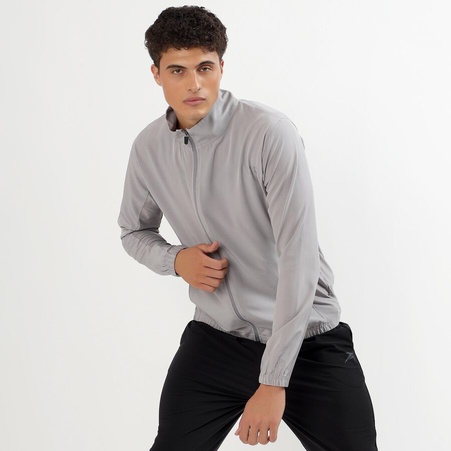 Men's Light Grey Zip Athleisure Jacket, हल्का ग्रे, large image number null