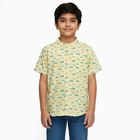 Boys Light Yellow Cotton Half Sleeve Mandarin Collar Casual Shirt, Yellow, small image number null