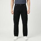 Men's Black Regular Fit Solid Jeans, Black, small