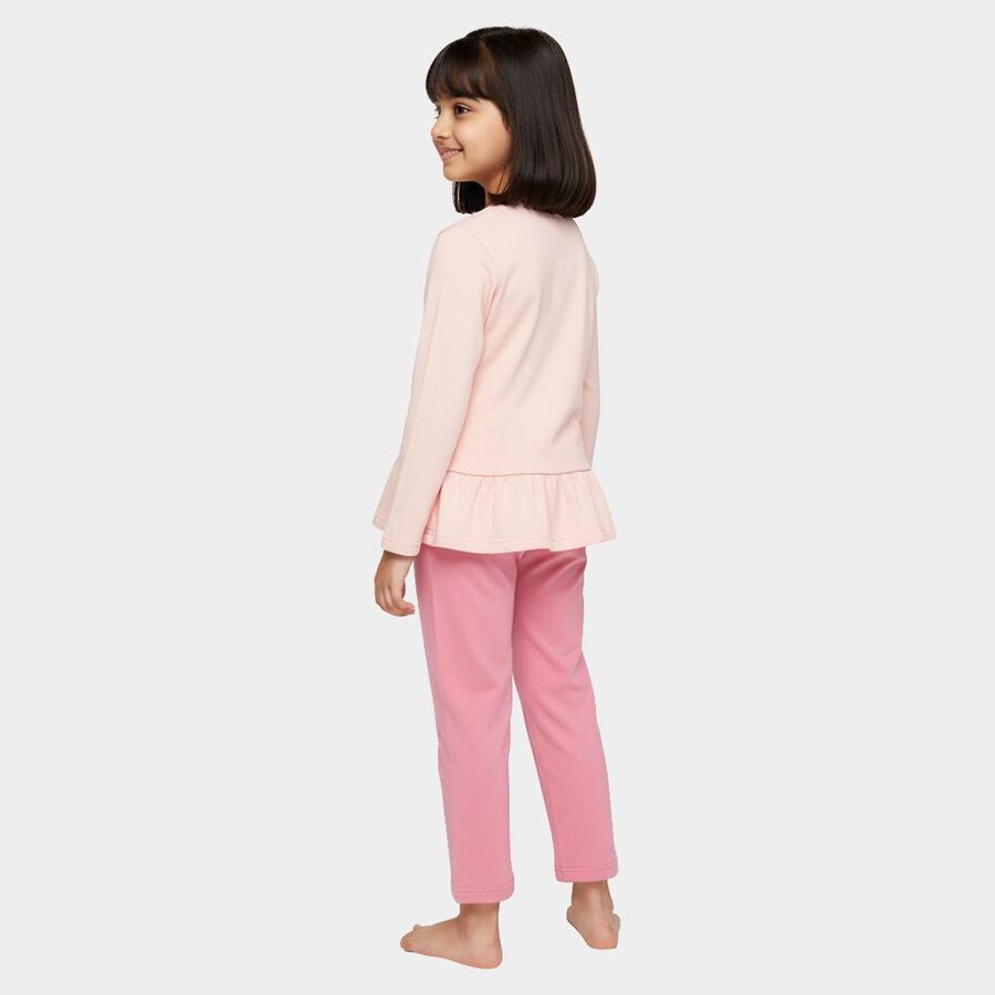 Girls Light Pink Round Neck Casual Hipster Set, हल्का गुलाबी, large image number null