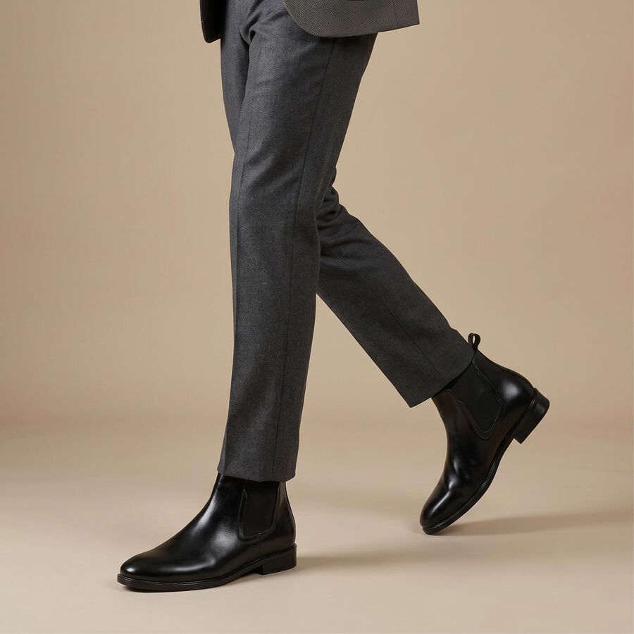 Men's Black Chelsea Boot Formal Shoes, Black, large