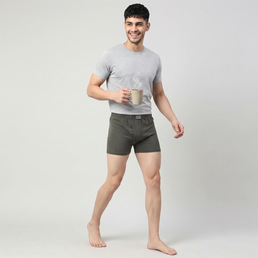 Men's Olive Green Regular Fit Trunks, ओलिव, large