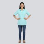 Women's Aqua Collar Neck Pintuck Solid Kurti, Aqua, small