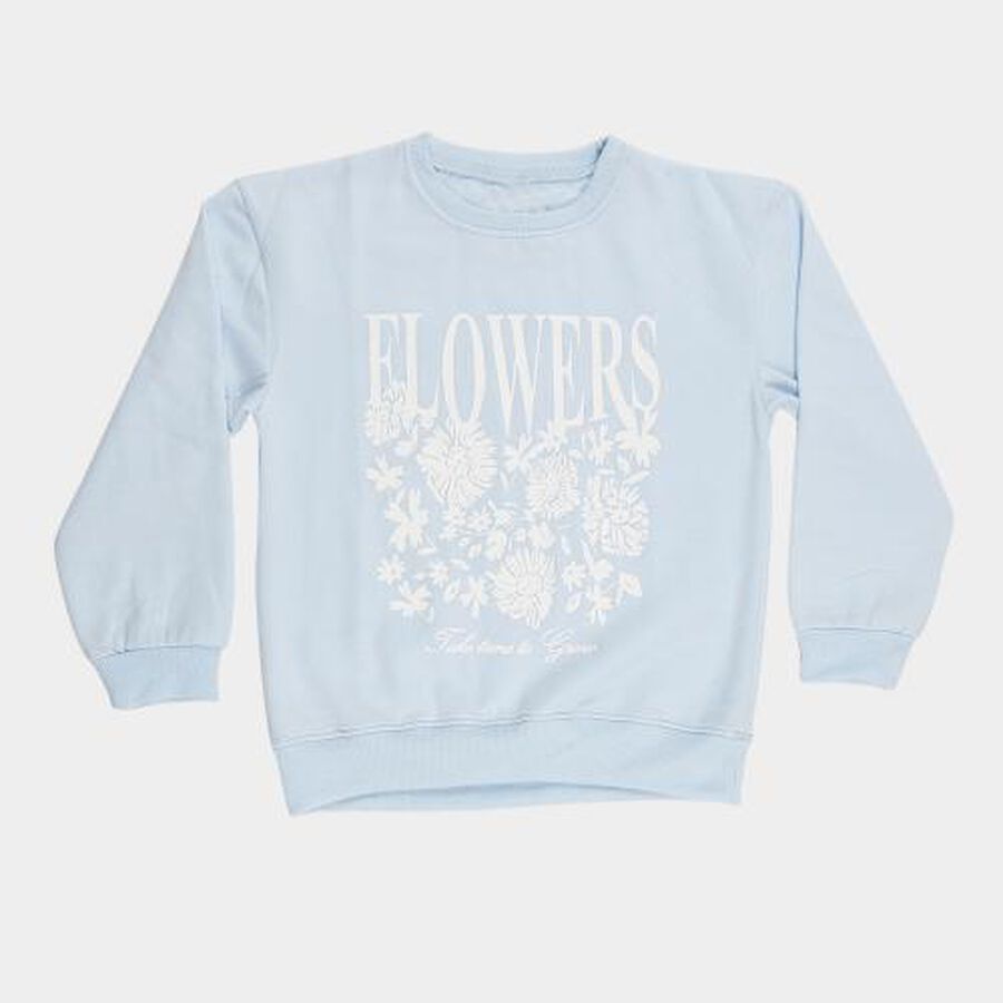 Girls' Sweatshirt, हल्का नीला, large image number null