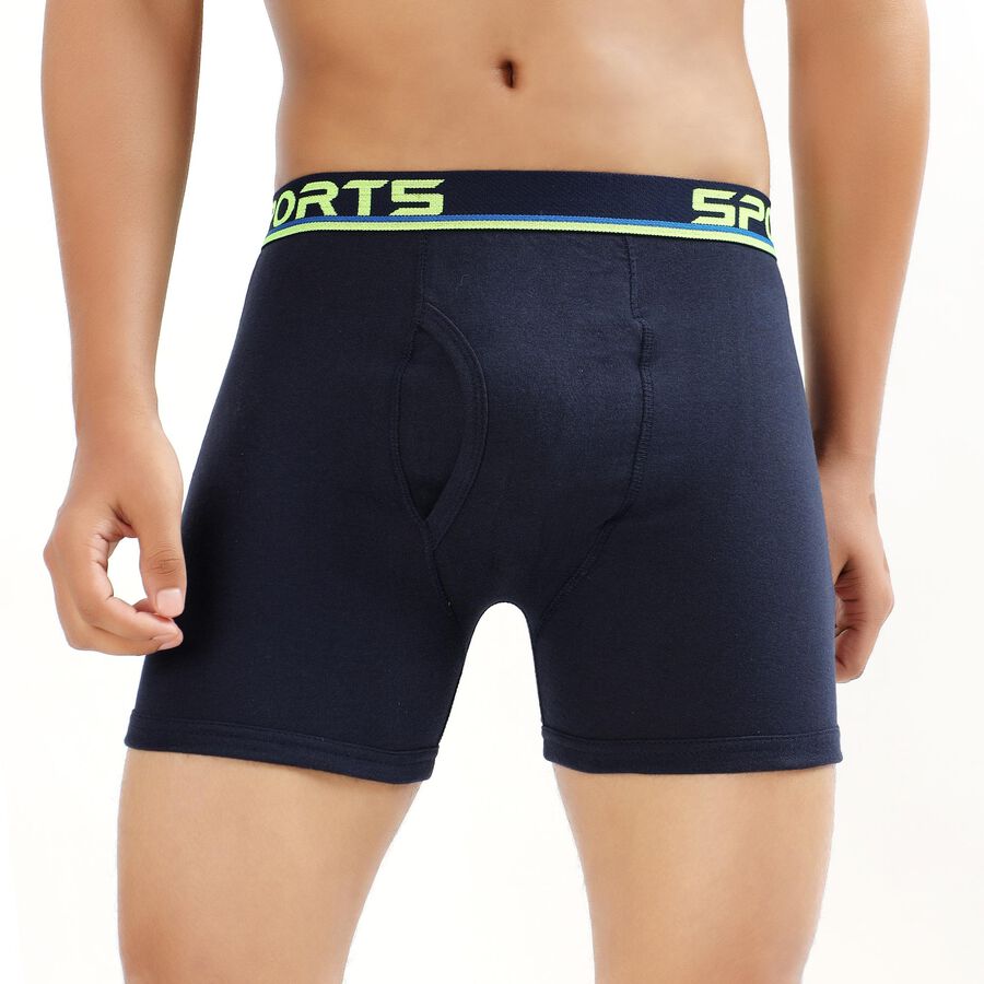 Men's Deep Midnight Navy Long-Length Trunks, Navy Blue, large image number null