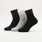 Men Ankle Length Regular Fit Pack of 3 Socks ( Black, Blue, Grey ), नेवी ब्लू, small