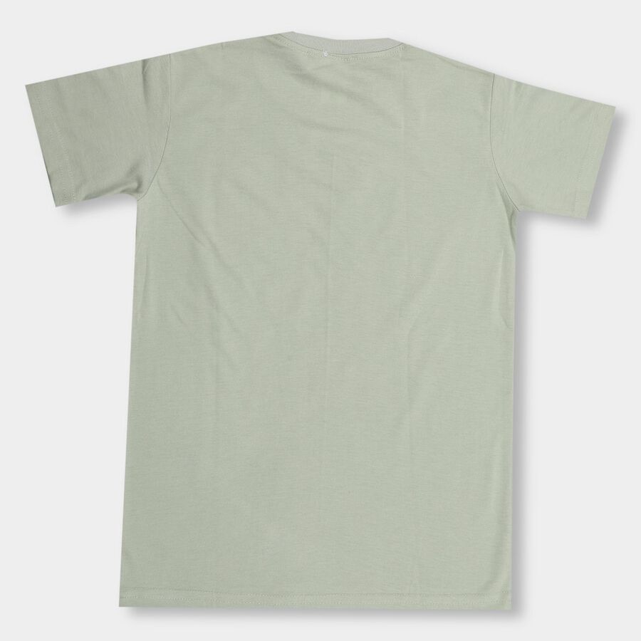 Boys' Light Sage Green Round Neck Half Sleeve T-Shirt, Light Green, large