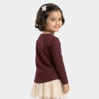 Girls' Wine Round Neck Regular Top, Wine, small