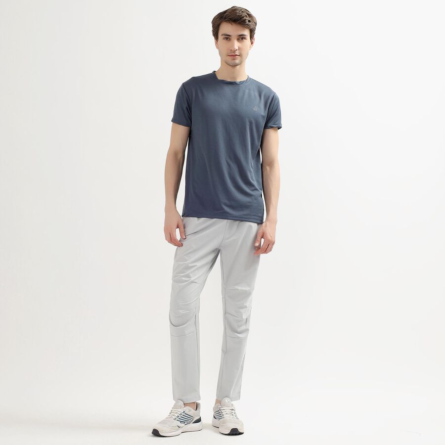 Men's Midnight Blue Crew Neck Slim Fit T-Shirt, Mid Blue, large image number null