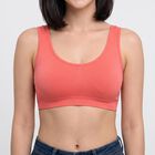 Women's Peach Scoop Neck Bralette Bra, Peach, small