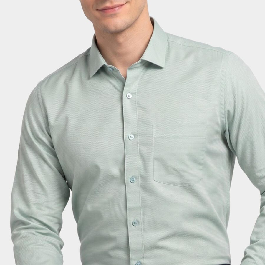 Men's Mint Green Formal Shirt, गहरा हरा, large