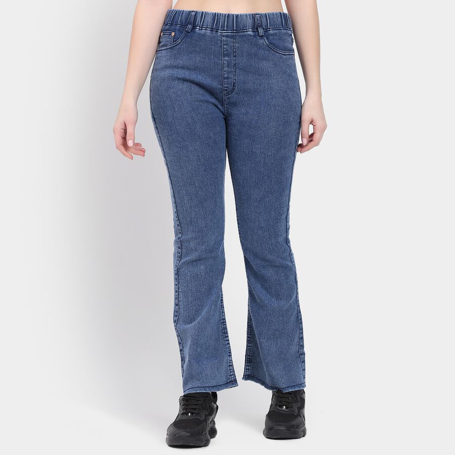 Ladies' Jeans , मध्यम नीला, large
