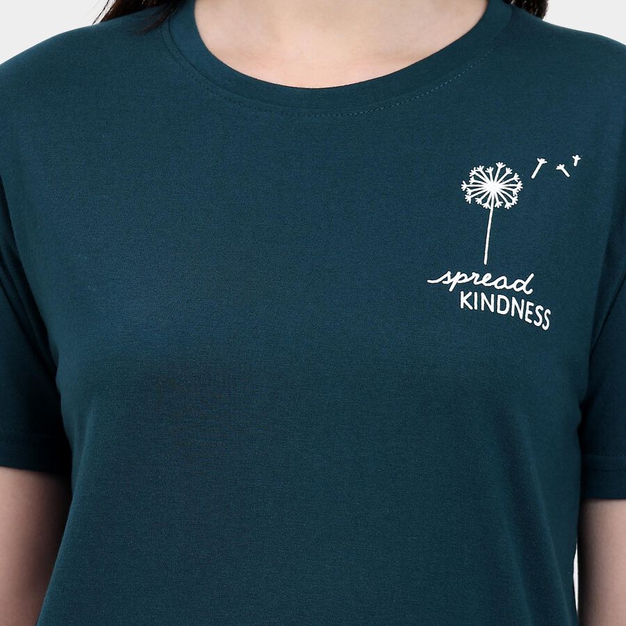 Ladies' Round Neck T-Shirt, गहरा हरा, large