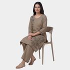 Women's Beige 100% Cotton Round Neck Straight Kurta, गहरा पीला, small