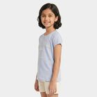 Girls Light Blue Round Neck Regular T-Shirt, Light Blue, small