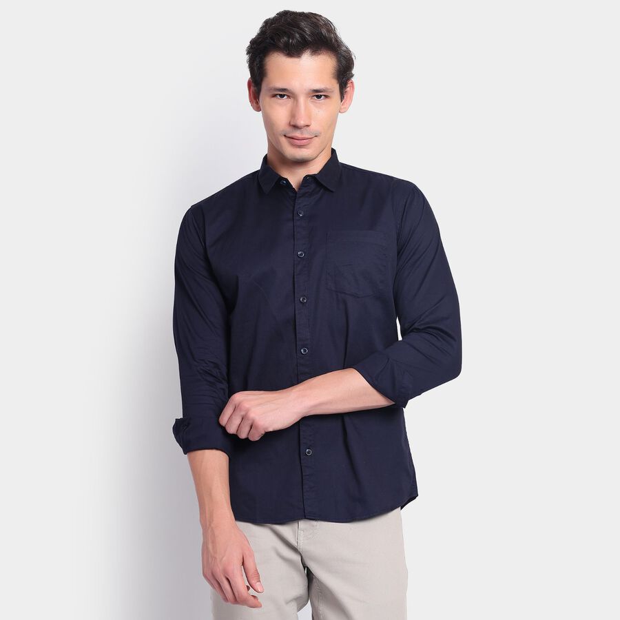 Men's 100% Cotton Casual Shirt, गहरा नीला, large image number null