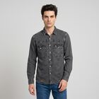 Men's Dark Grey Cotton Casual Shirt, Dark Grey, small