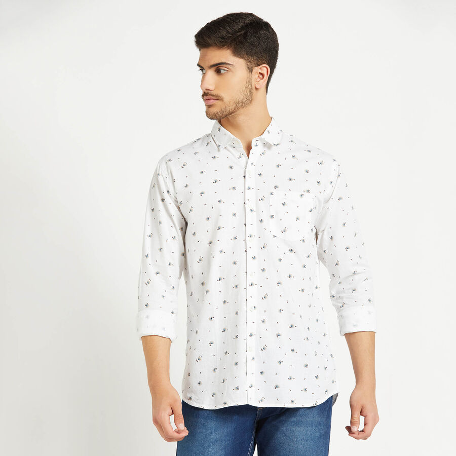 Cotton Printed Casual Shirt, White, large image number null