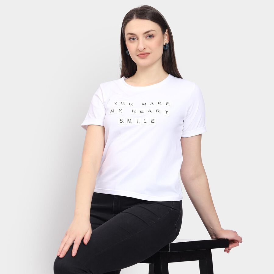 Ladies' Round Neck T-Shirt, White, large image number null