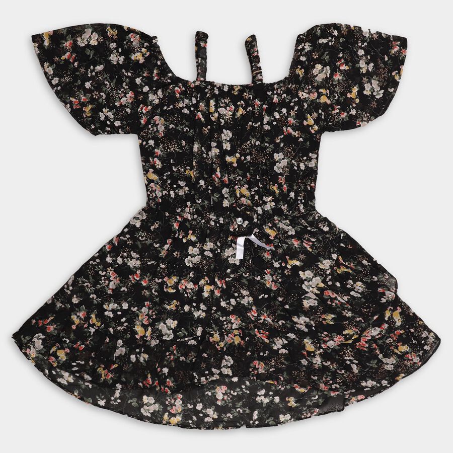 Girls' Frock , काला, large image number null