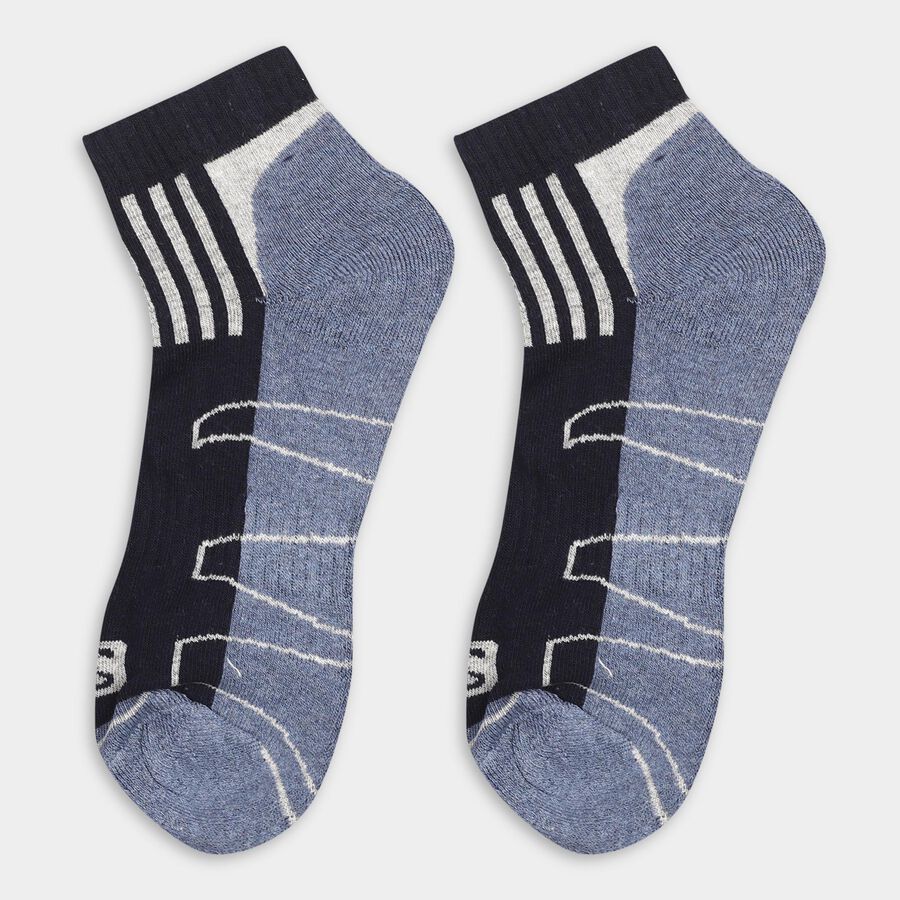 Men's Multi-Color Ankle-Length Geometric Pattern Socks, नेवी ब्लू, large image number null