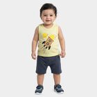 Infants Yellow Cotton Round Neck Casual Vest, Yellow, small