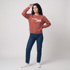 Women Pink Crew Neck Graphic Print Sweatshirt, गुलाबी, small