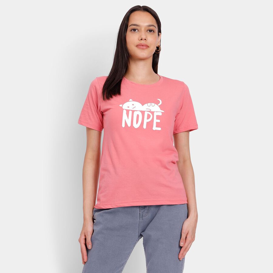 Ladies' Round Neck T-Shirt, Pink, large image number null