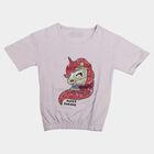 Girls Lilac Cotton Casual T-Shirt, Lilac, small