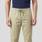 Men's Green Slim Fit Casual Trousers, Light Green, small