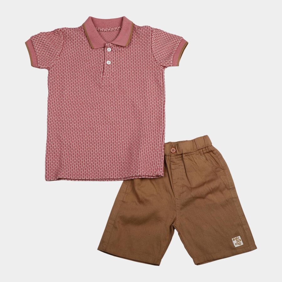 Boys Light Pink Neck Baba Suit, Light Pink, large