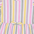 Girls' Multicolour Striped Flutter Sleeve Fit and Flare Frock, Off White, small