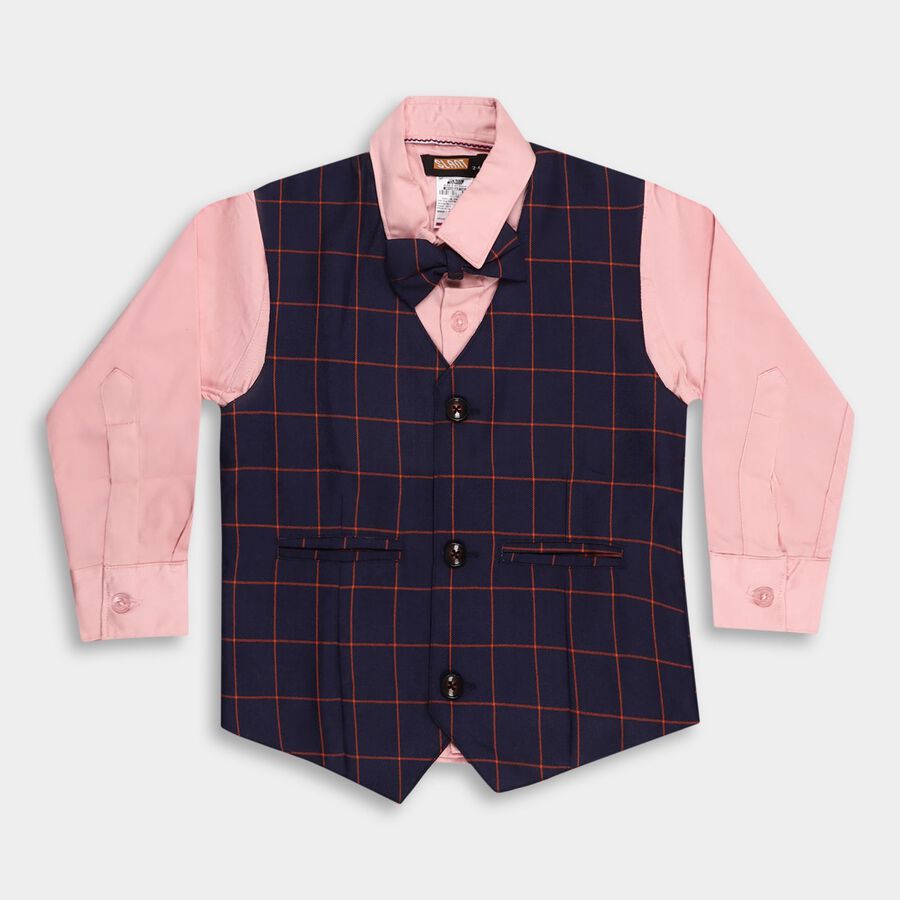 Boys' 100% Cotton Casual Shirt, Navy Blue, large image number null