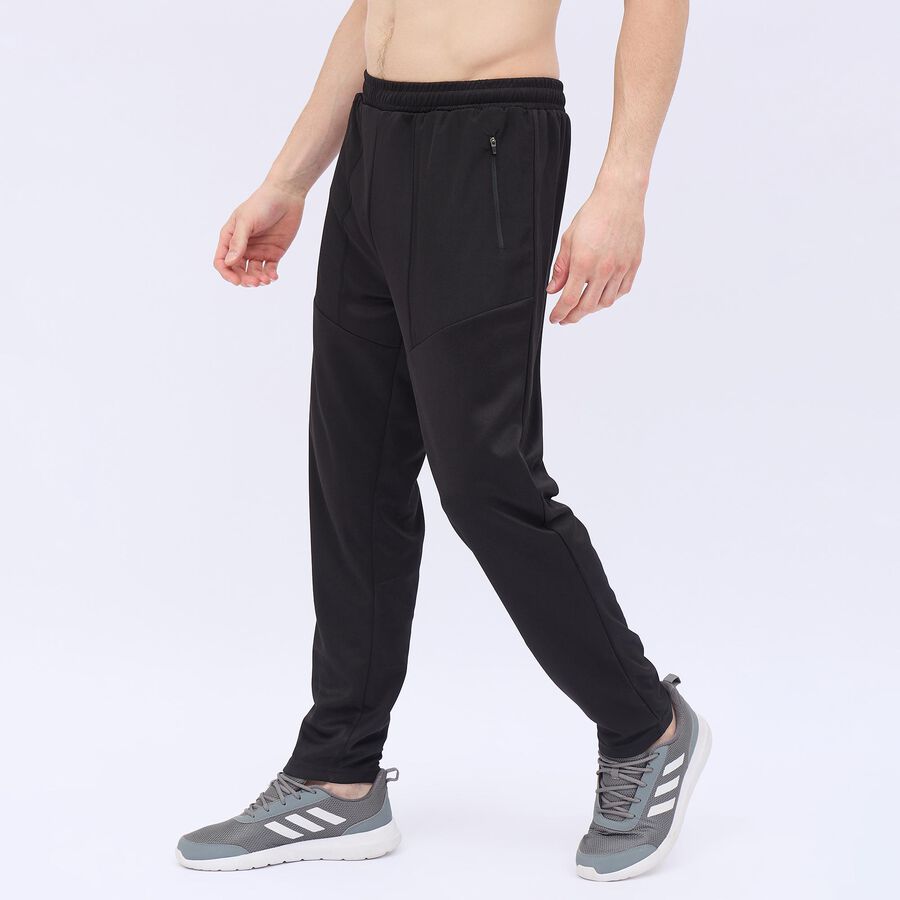 Men's Jet Black Regular Fit Paneled Track Pants, Black, large image number null