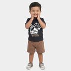 Infants' Grey 100% Cotton Round Neck Graphic Printed Baba Suit, Charcoal, small