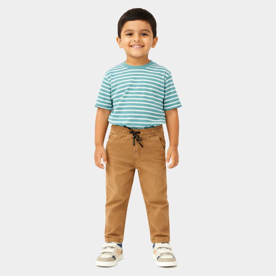 Boys' Beige Regular Fit Elasticated Waist Jeans, Beige, large