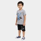 Boys Light Grey Round Neck Excavator Print Baba Suit, Light Grey, small