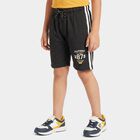 Boys' Black Regular Fit Printed Athletic Bermuda Shorts, चारकोल, small