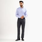 Men's Charcoal Grey Slim Fit Flat-Front Formal Trousers, गहरा ग्रे, small image number null