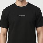 Men's Black Round Neck Regular T-Shirt, काला, small