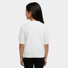 Girls' White Round Neck Casual T-Shirt, White, small