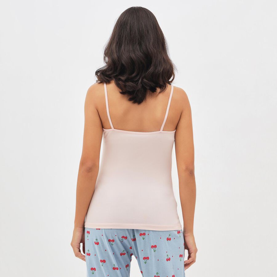 Women's Soft Pink Cotton Spaghetti Neck Slip, Light Pink, large image number null