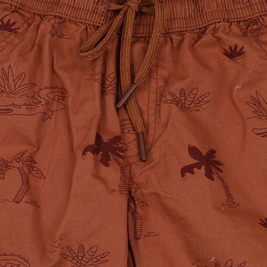 Boys' Rust Cotton Regular Fit Bermuda Shorts, Rust, large